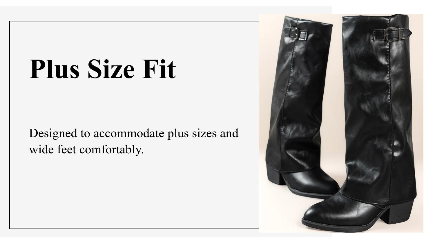 Women's Shark Lock Fold Knee Boots, Wedges High Heels, Zipper Knee-Length, Round-Toe, Designer Luxury, Plus Size, Wide Feet Friendly