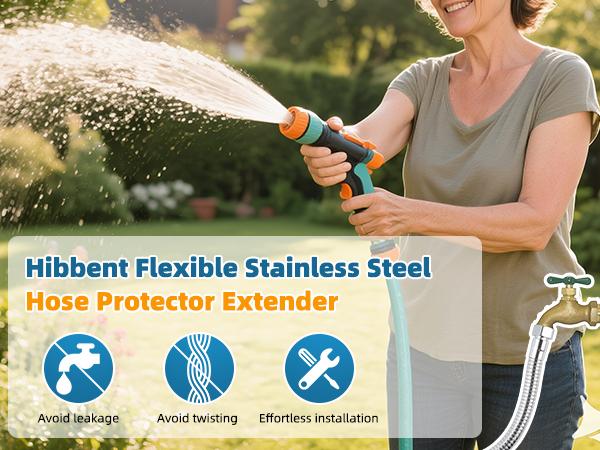 Hibbent All Metal Garden Hose Protector, Stainless Steel Flexible Hose ...