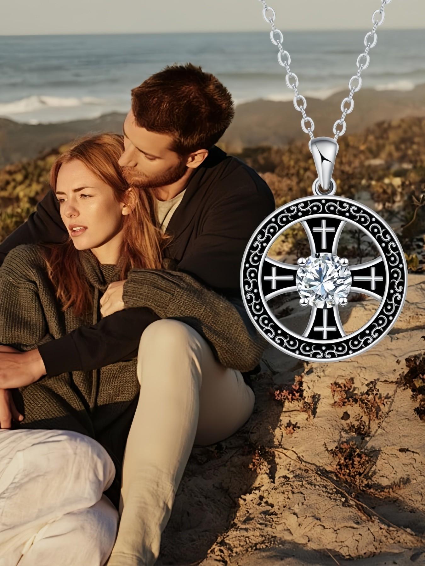 Cross Star Core · Black Silver Original niche vintage cross gem necklace, a must-have for spring and summer daily wear. A mysterious lucky necklace, perfect for Valentine's Day and all festive gifting.