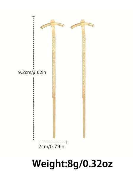 1 Pair Elegant Alloy Tassel Drop Earrings, Simple Iron Post, Versatile for Daily Wear & Parties, Creative Design, Ideal for Valentine'S Day Gift, All-Season Jewelry, High Quality Earrings