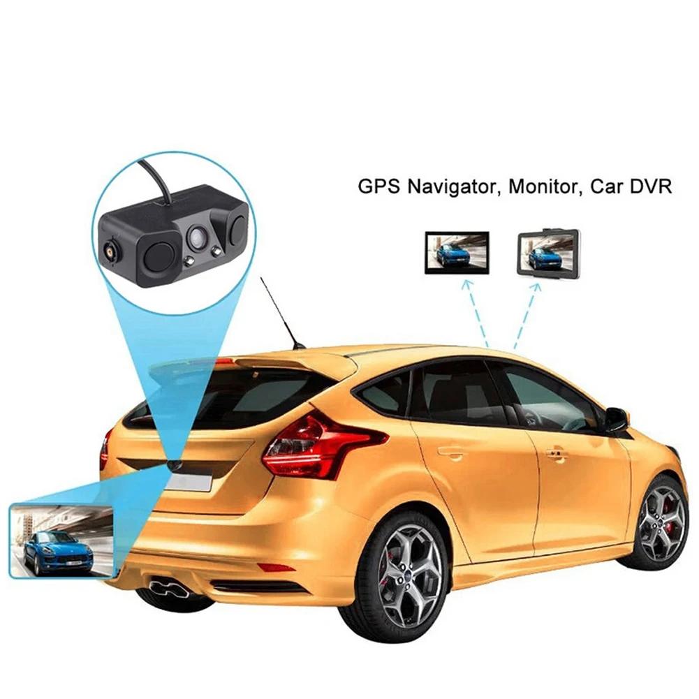 Bileeko 3-in-1 Car Reverse Backup Kit - Rear View Camera & 2pcs Parking Radar Sensors with Alarm