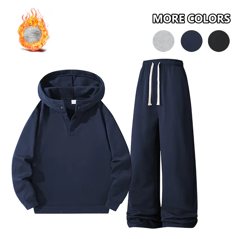 Men's 2-Piece Multifunctional Sportswear Set  Hooded Zip Top Half-Zip Sweatshirt + Wide-Leg Jogging Pants, Solid Athletic Clothing, Gym Stuff, Trendy Sweatshirts, Comfy College Clothes, Two Piece Set, Matching Sets