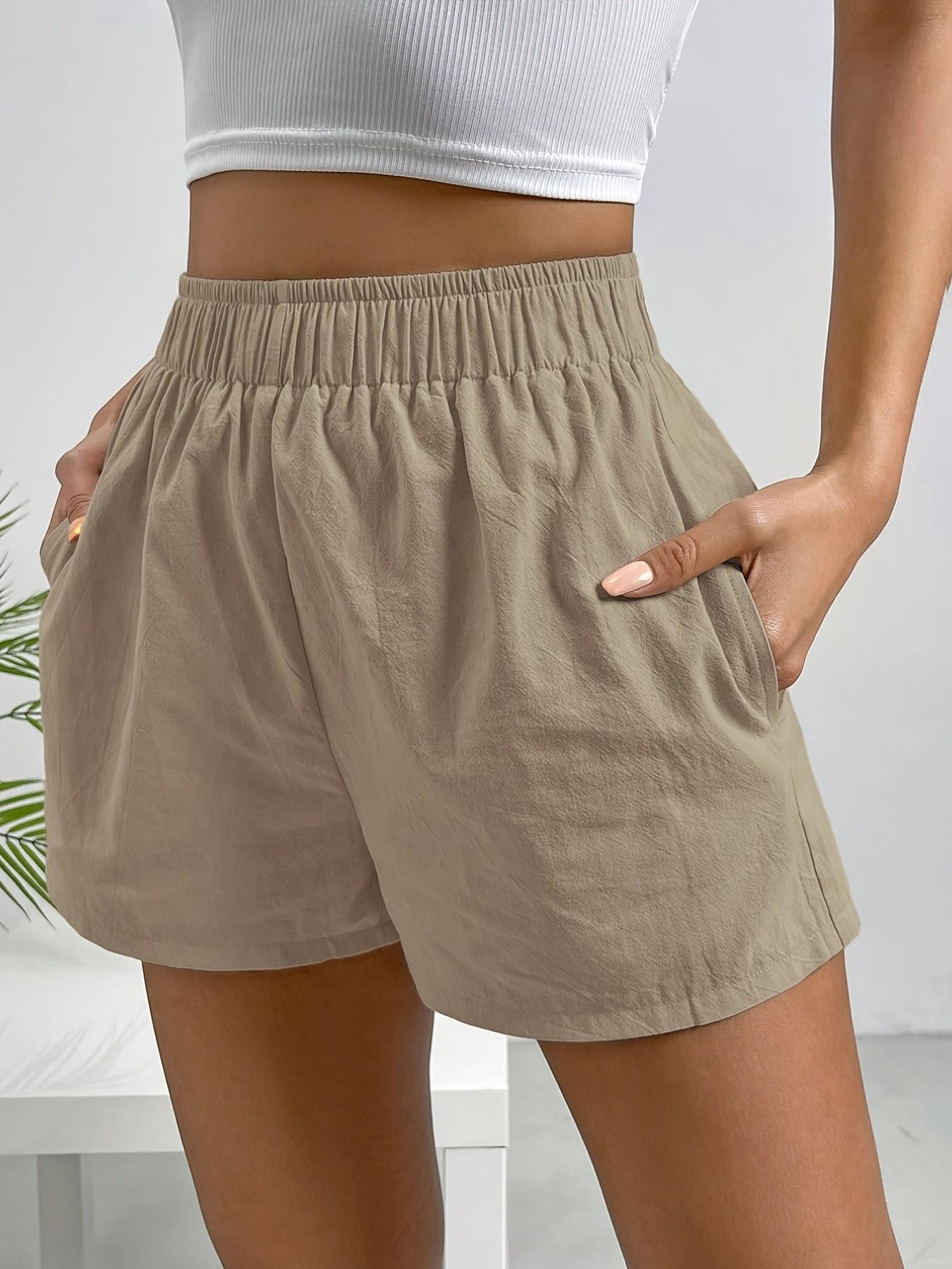 Summer Casual Elastic Waist Shorts, Multi-Color Loose Fit A-Line Wide Leg Pants, Home Commute Versatile Slimming Hotpants