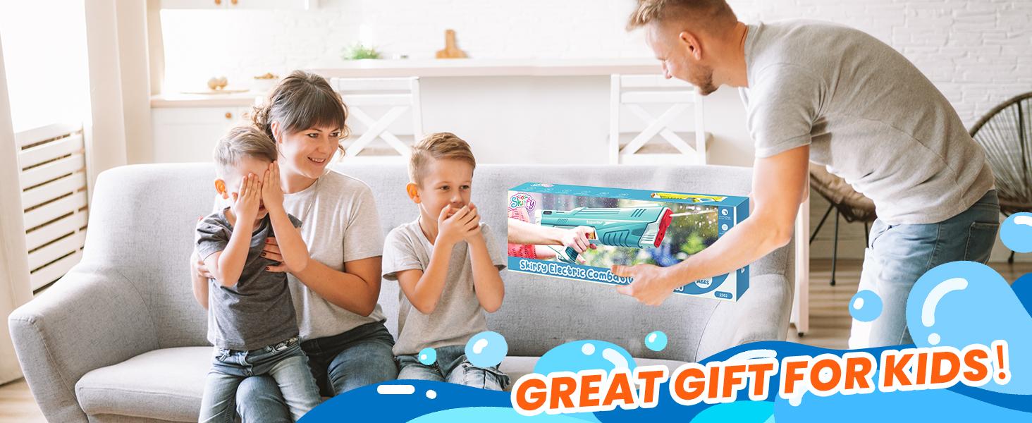 Skirfy Electric Water Toy, Auto Suction Water machine for Adults&Kids, Squirt machine 39 Ft Range, Battery Powered Squirt toys, Automatic Water Blaster, Pool Beach Outdoor Party Toys for Kids Ages 8-12
