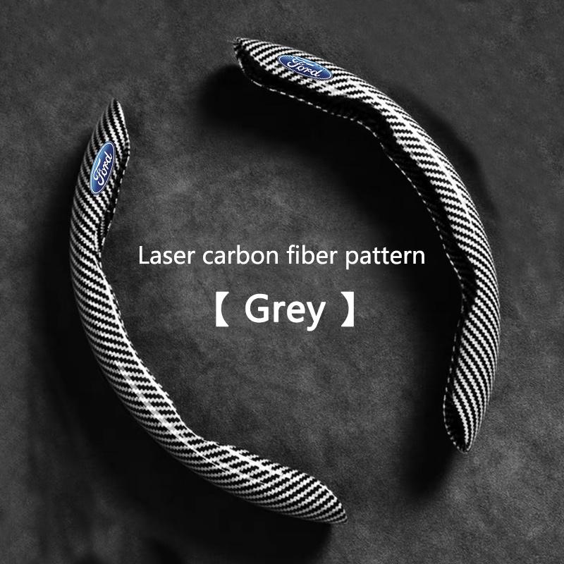 Carbon Fiber Car Logo Steering Wheel Covers, Decorative for Ford Fiesta Focus Mustang Ranger Mondeo Kugo Ecosport, Auto Accessories