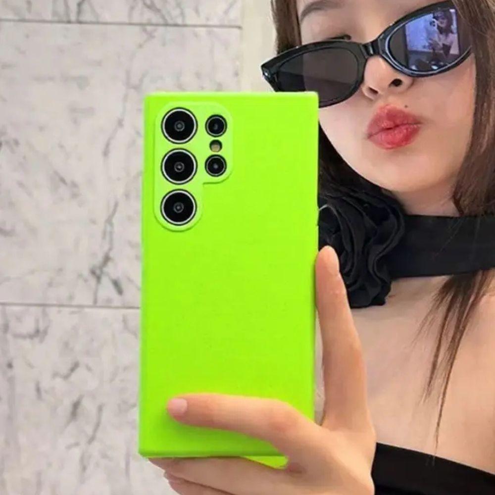 Fluorescent Liquid Silicone Phone Case for Samsung S26 Ultra S25 S24 S23 Ultra, Anti-Drop Soft Edge Cover, Protective Shell