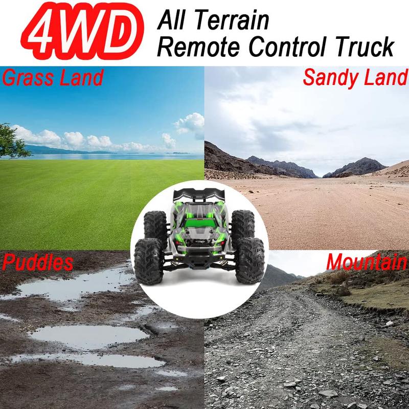 1:16 Full Scale RC Cars, 50 km/h 4WD Off-Road RC Truck with LED Front Lights and Rechargeable Batteries, High-Speed Drift Monster Truck, Perfect Birthday Gift for Kids Aged 8 and Up Remote Control Crawler Remote Control Kart