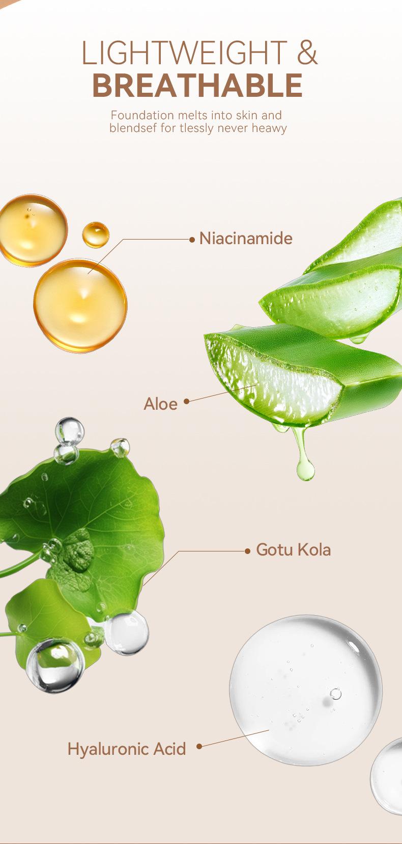 Lightweight Flawless Foundation, Evens Skin Tone, Hydrating Concealing Foundation, Matte Texture, Non-caking, Naturally Brightening, Creates A Natural Base Makeup Effect, Essential Facial Makeup.