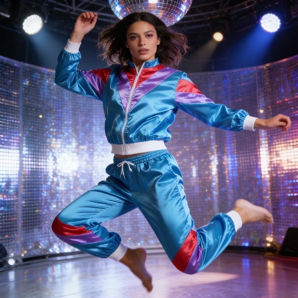 2-piece Set of Vintage Disco Sportswear From The 1980s Hip-hop Couple Performance Clothing Party Vintage Stage Dance Sportswear