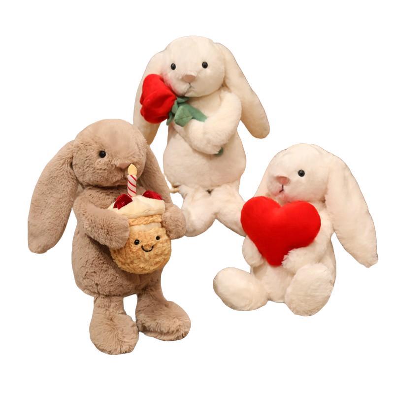 ぬいぐるみ  Bunny With Rose Soft Toy 31cm Jellycat Cream Bunny w Rose Plush 12.2