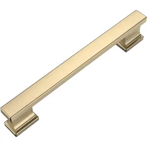 10 Pack Champagne Brass Cabinet Pulls 5 Inch(128mm) Hole Center Gold Drawer Pulls Cabinet Hardware Kitchen Cabinet Handles for Bathroom Dresser Pulls