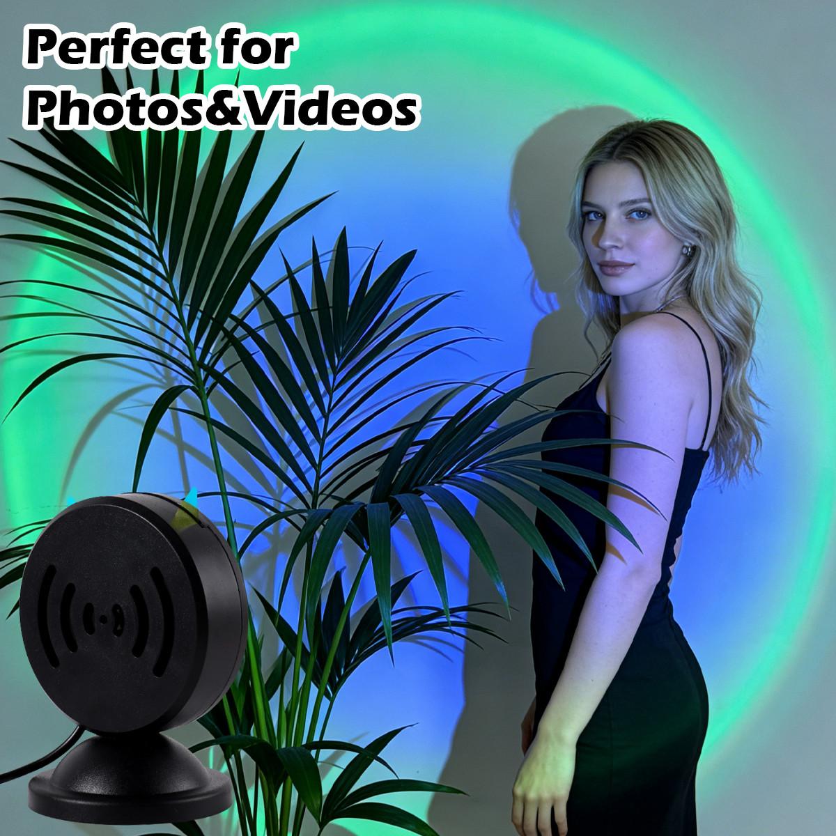 Sunset lamp projector with 6Pcs Color Films, 16 color changing rainbow light with Remote Controlled LED Table Lamp USB Sunlight Lamp for bedroom, aesthetic room decor, TikTok vibe