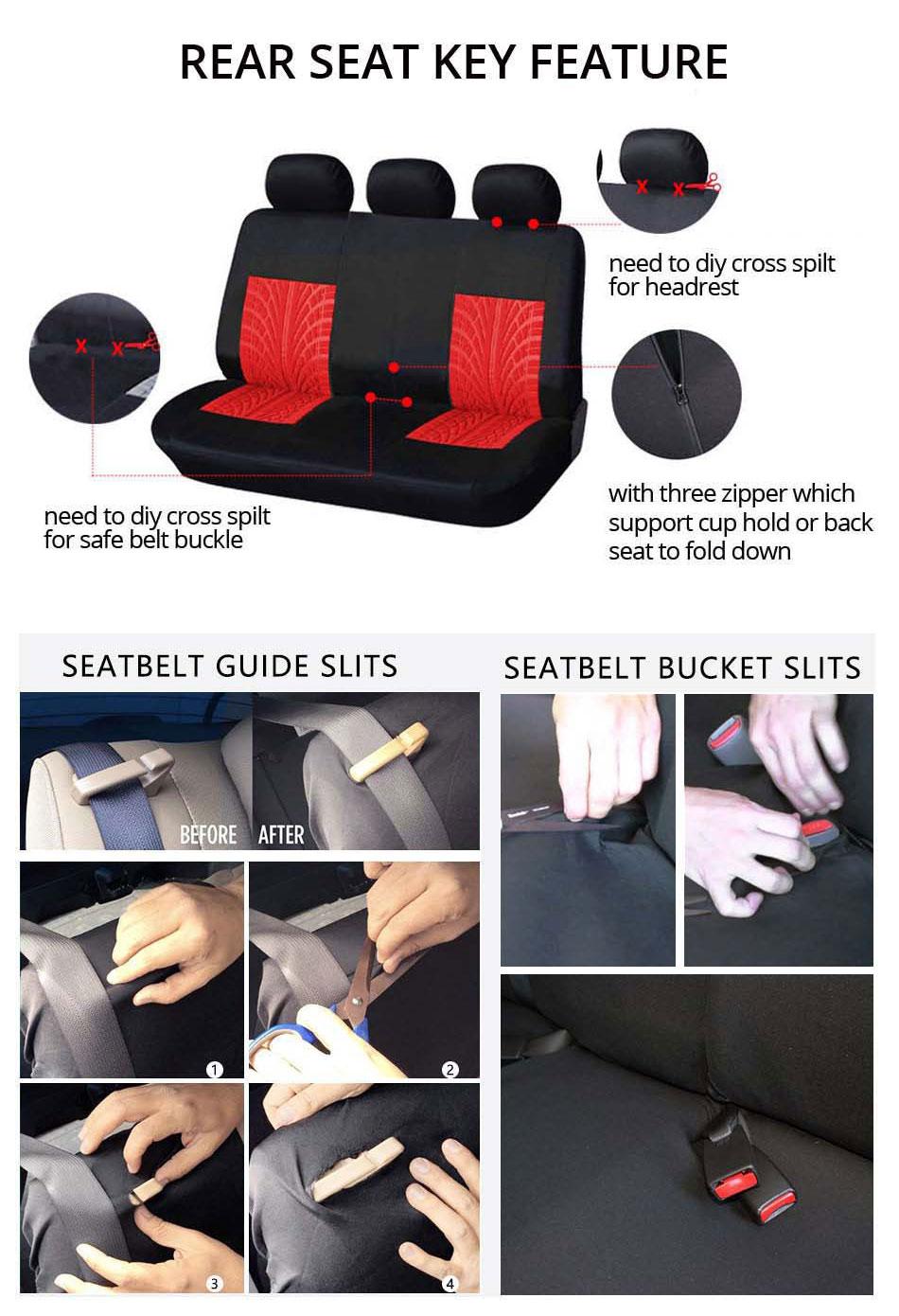 Car Seat Covers for 5 Seats Universal, Fabric Breathable Car Front & Rear Seat Protectors, with Tire Track Details, Airbag Compatible, Full Protection, Fits Most Cars Trucks Vans SUVs, Red Vehicle Seat Covers, Truck Accessories, Car Interior Accessories Car Seat Covers for 5 Seats Universal, Fabric Breathable Car Front & Rear Seat Protectors, with Tire Track Details, Airbag Compatible, Full Protection, Fits Most Cars Trucks Vans SUVs, Red Vehicle Seat Covers, Truck Accessories, Car Interior Accessories