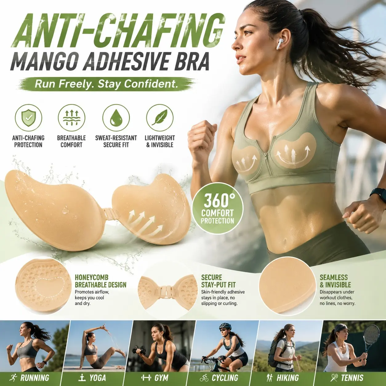 2-Piece Silicone Adhesive Backless Seamless Push-Up Bra Set, Reusable Front-Closure A–D Cup, Breathable Skin-Friendly Bra for Deep-V Backless Dresses