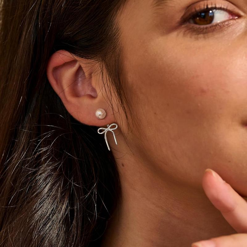 TASISO Gold Pearl Earrings for Women 14k Gold Plated Dainty Drop Pearl Earring Hypoallergenic Earrings Stud Cute Sparkly Hoop Earring Gold Jewelry for Womens funky jewelry