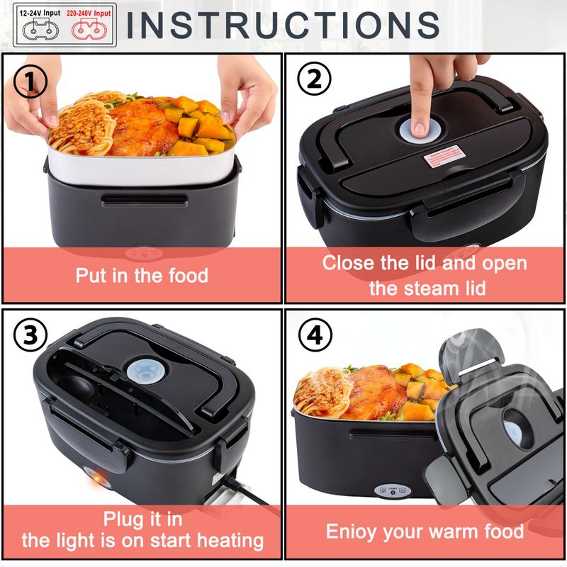 Nifogo Electric lunch box with Cutlery and  Bag 80W 1.8/1.5L, Kitchen Gadgets, Kitchen Utensils Food Storage Container Tableware