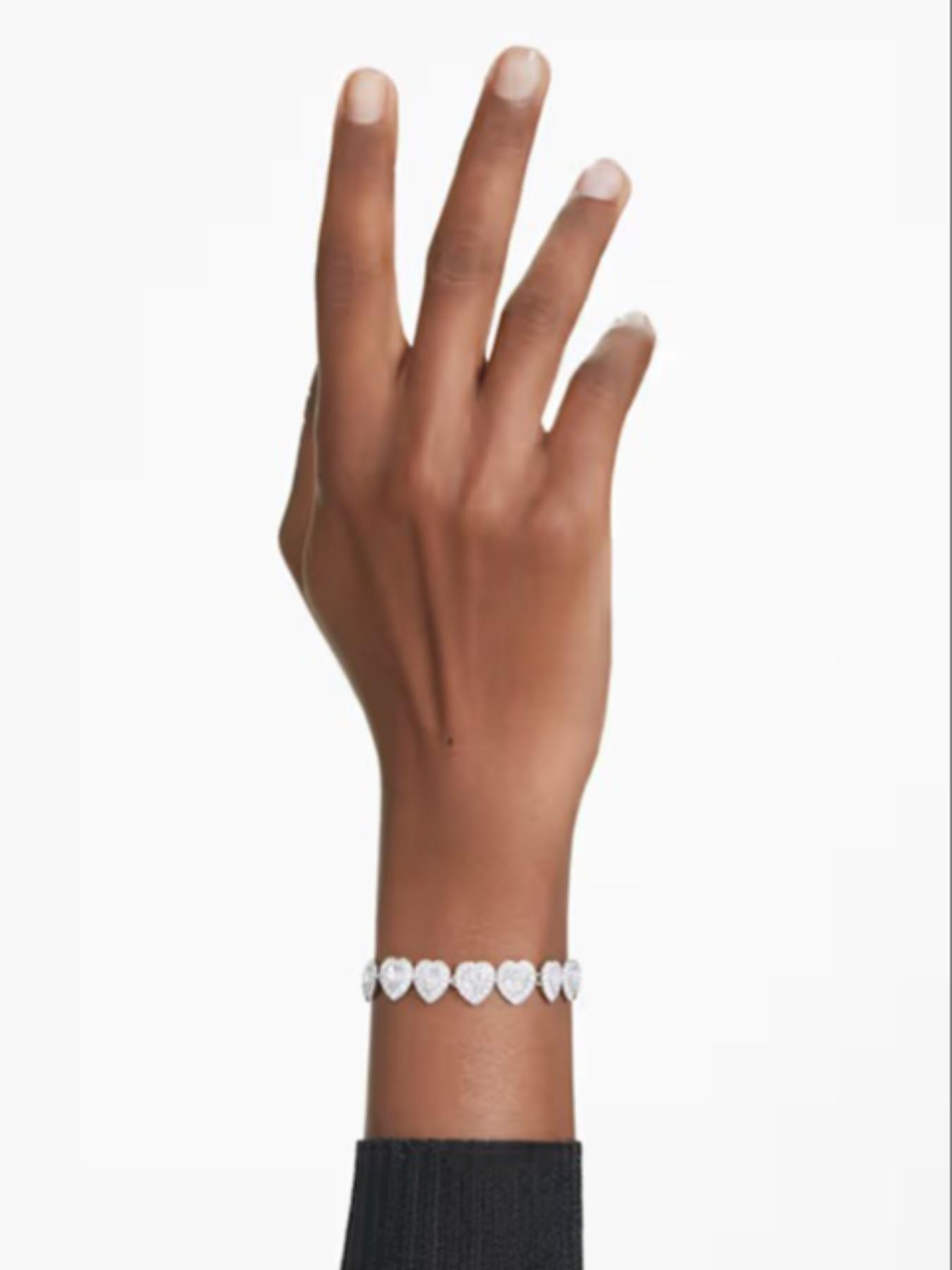 2026 Fashion Jewelry New Arrival Heart Design Bracelet, Exquisite Trendy Bracelet, Sparkling High-Quality Tennis Ball Plated Silver Chain, Luxury Holiday Gift for Women, Heart Bracelets