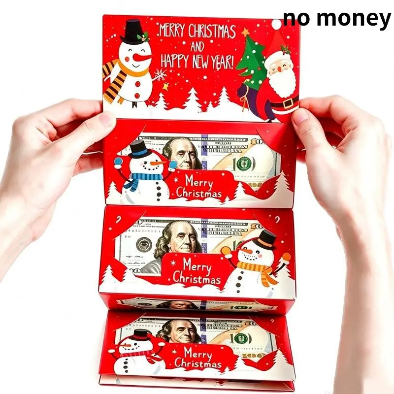 3pcs Christmas Santa Dollar Money Envelopes, Gold Foil 6 Slots Cash Holders, Xmas Surprise Party Gift Santa Claus Money Pouch Holiday Decor