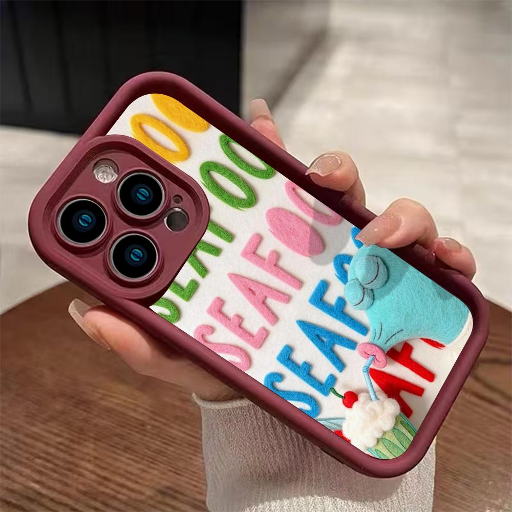 SpongeBob SquarePants Squidward SEAFOOD Funny Felt Art Phone Case For iPhone 17 16 15 14 13 12 11 Pro Max Plus X XR XS Air Cute Colorful 3D Felt Style Cartoon Character Shockproof Soft TPU Bumper Cover SpongeBob SquarePants Squidward SEAFOOD Funny Felt Art Phone Case For iPhone 17 16 15 14 13 12 11 Pro Max Plus X XR XS Air Cute Colorful 3D Felt Style Cartoon Character Shockproof Soft TPU Bumper Cover