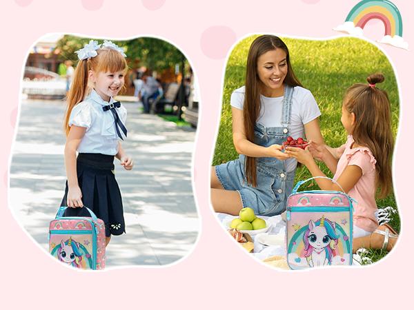 Mexs Kids Lunch Bag Reusable Insulated Lunch Box Girls Boys Portable Cooler Lunchbox for School Mexs Kids Lunch Bag Reusable Insulated Lunch Box Girls Boys Portable Cooler Lunchbox for School
