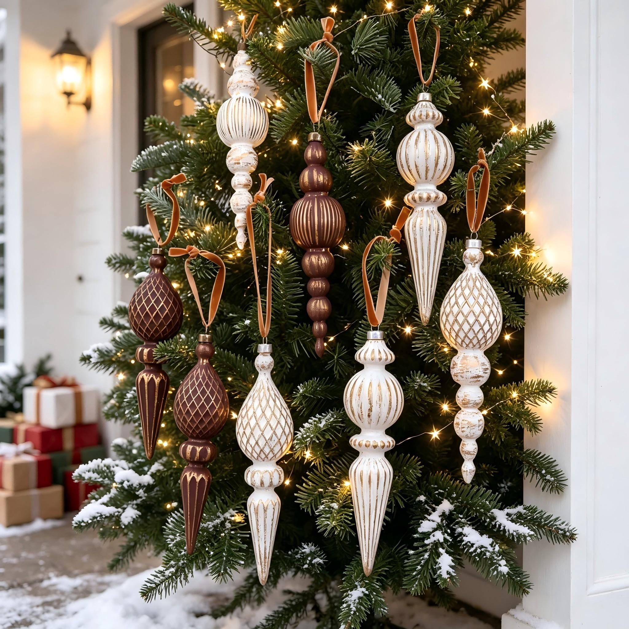 Vintage Conical Christmas Ball Ornament, Decorative Ornaments, Plastic Electroplated Holiday Decor, Durable with Hanging Rope, 9pcs for Tree, Wreath, Fireplace, Party