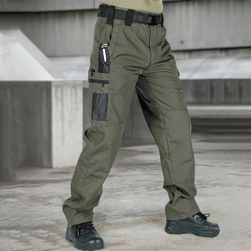 4pcs Men'S Tactical Cargo Pants, Multi-Pocket Design, Solid Color, Elastic Waistband, Ideal for Construction Workers, Hiking, Exploring,Menswear Breathable Casual Comfy Fashion Day Outdoor cargo pants for men slacks pantalones para hombre