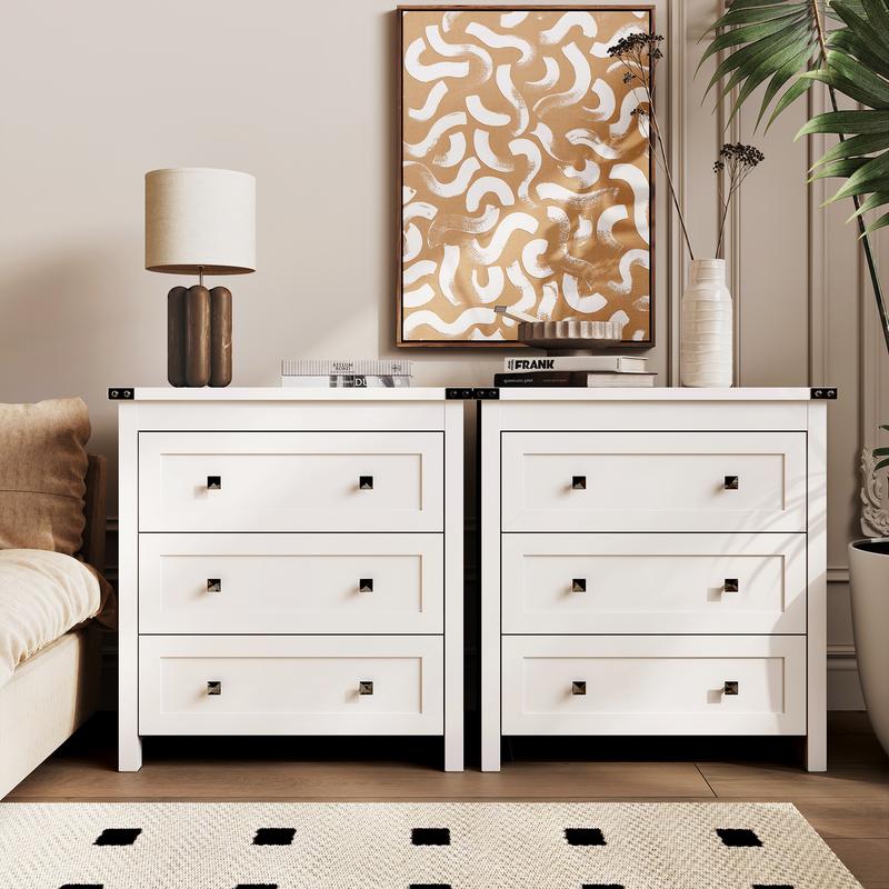 Dresser for Bedroom with 3 Drawers, Small Chests of Drawers, 27.55" Wide Farmhouse Wood Nightstand Bedside Cabinet Side End Table, Modern Closet Storage Organizer for Living Room, Entryway, Hallway, White Dresser for Bedroom with 3 Drawers, Small Chests of Drawers, 27.55" Wide Farmhouse Wood Nightstand Bedside Cabinet Side End Table, Modern Closet Storage Organizer for Living Room, Entryway, Hallway, White