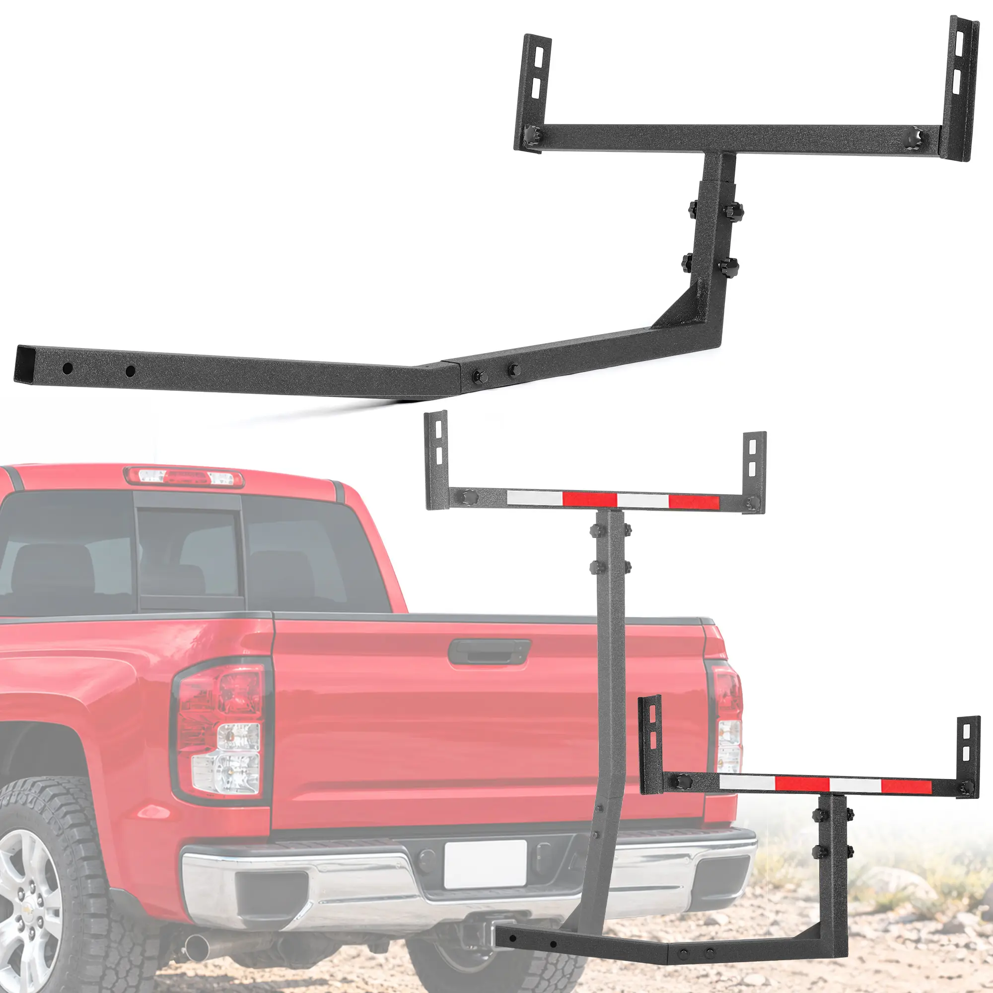 MONOKING Hitch-Mounted Truck Bed Extender Rack, 2-in-1 Adjustable Tailgate Extension with Quick-Release Pins