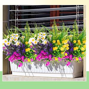 24 Pcs Artificial Flowers for Outdoors, UV Resistant Fake Plants, Plastic Faux Flowers for Indoor Outdoor Decor, Wedding