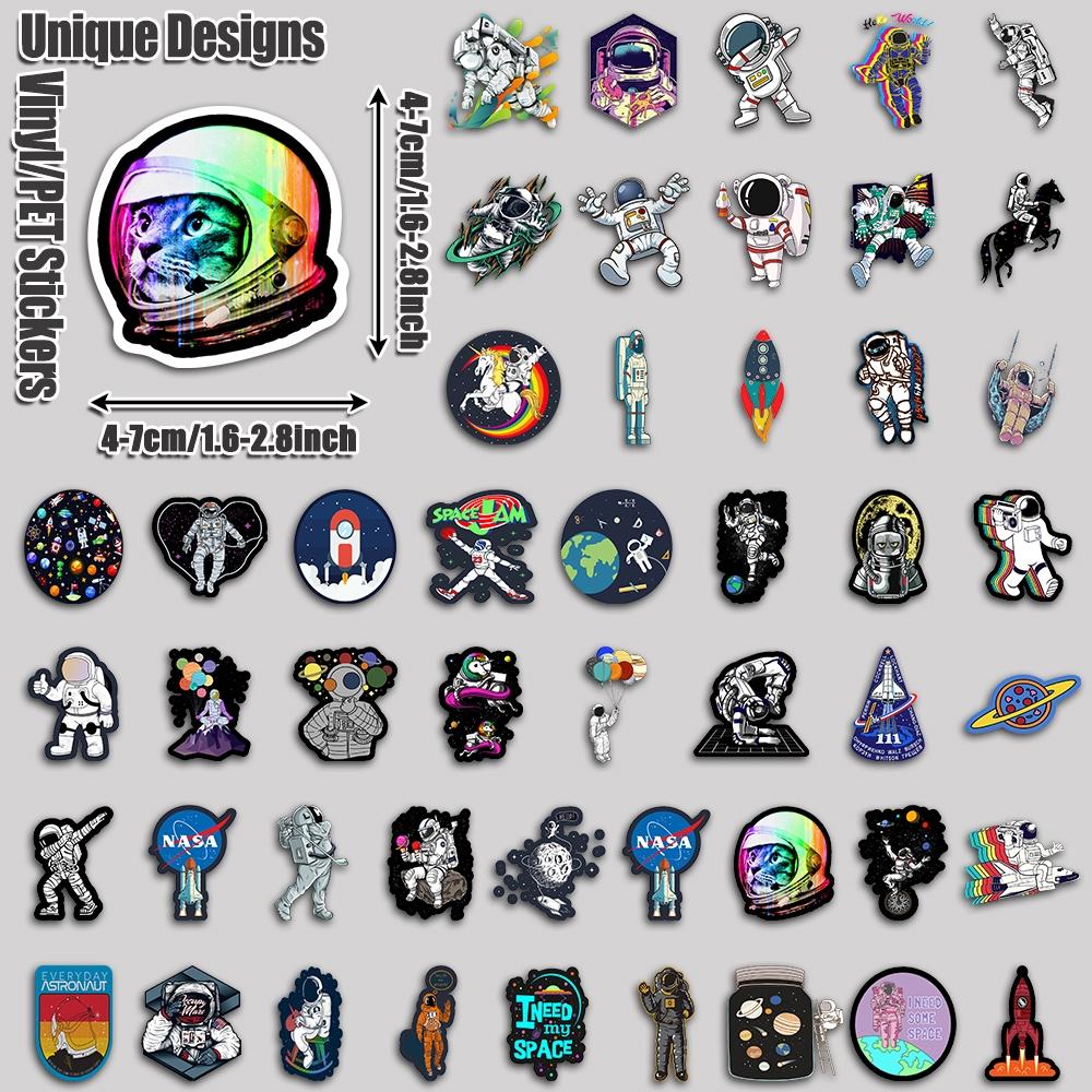 50PCS Astronaut Aesthetic Vinyl Stickers Pack for Laptop Water Bottle Phone Case Skateboard Journal Scrapbook DIY Decoration