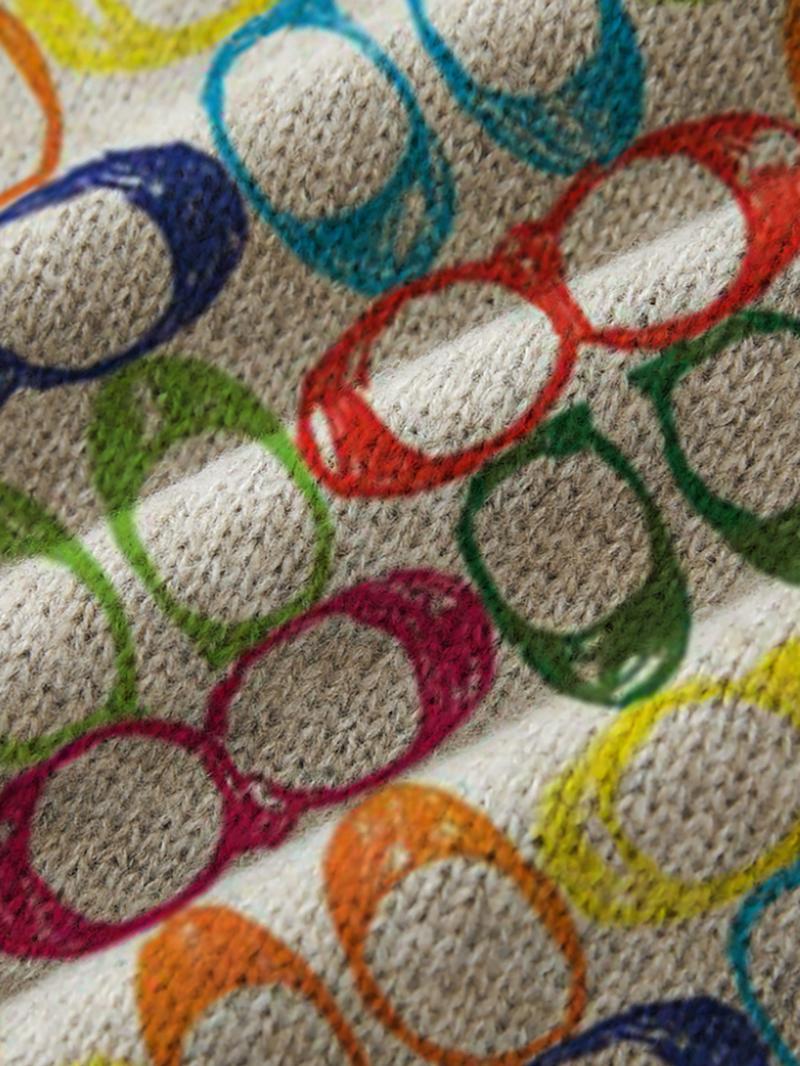 Women's Animal Print Short Sleeve Sweater Knitwear, Casual Fitted Knit Top for Spring & Fall, Comfortable Warm Clothing for Daily Wear