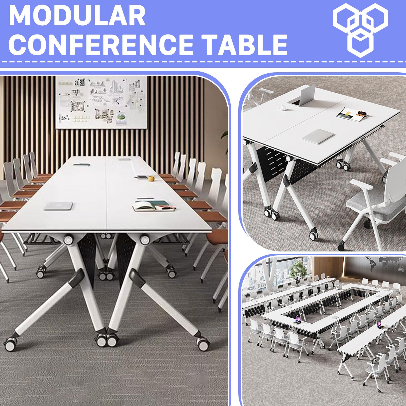 Foldable Rolling (360° Silent Casters), 1 - inch Thickened, Waterproof & Scratch - resistant, Modular Conference Training Table for Multi - scenarios like Conference Room/Classroom Foldable Rolling (360° Silent Casters), 1 - inch Thickened, Waterproof & Scratch - resistant, Modular Conference Training Table for Multi - scenarios like Conference Room/Classroom