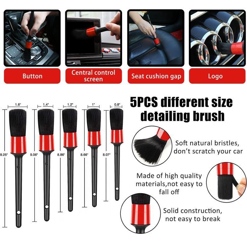 Professional Car Detailing Kit, Multifunctional CarCleaning Kit with a Variety of High Quality Soft-bristle Detailing Brush Set for Cleaning All CarParts, Interior, Exterior, Wheels and Dashboard