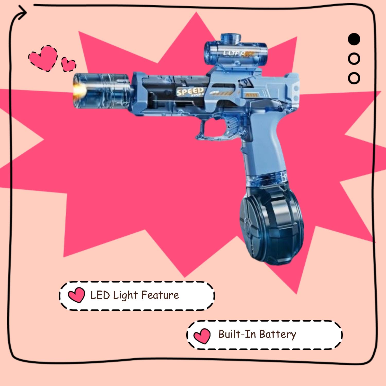 Electric Water Gun with LED Light, Automatic Squirter, Dazzling Outdoor Playtoy for Boys & Girls, Ideal Summer Accessory