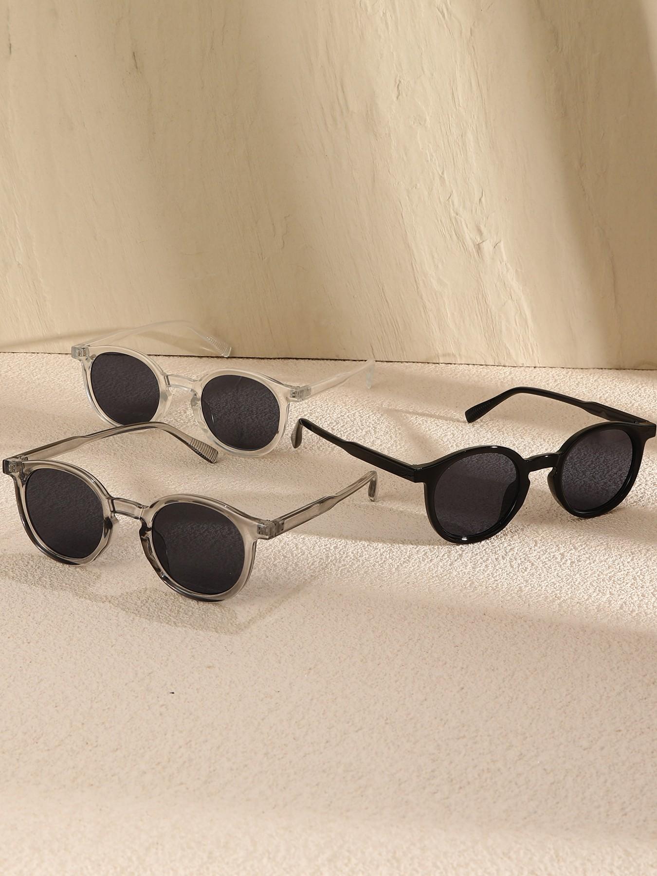 3 Pairs of Simple Modern Round Frame Men's Trendy Styling Sunglasses, Perfect for Business Attire, Ideal for Outdoor Leisure Activities