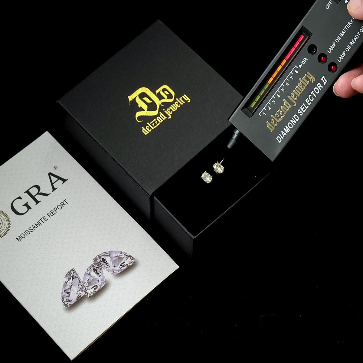 Delzzad 14K Gold-Plated Oval Cut Synthetic Moissanite Stud Earrings S925 Studs Christmas Gift For Men Women