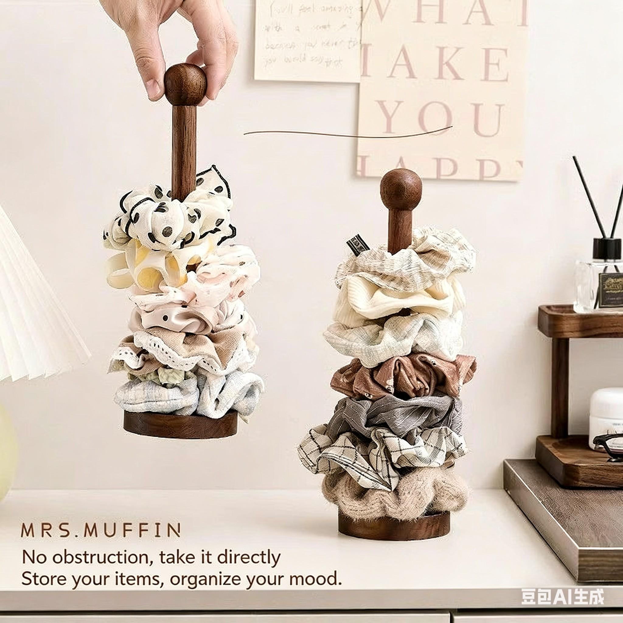 Wooden Hair Scrunchies Storage Rack Organizer Holder, Simple Design Nail Accessory Display Stand, Durable & Practical Solution