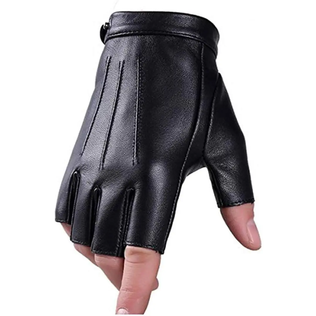 PU Faux Leather Fingerless Driving Gloves for Men Women Teens - Outdoor SportsGift