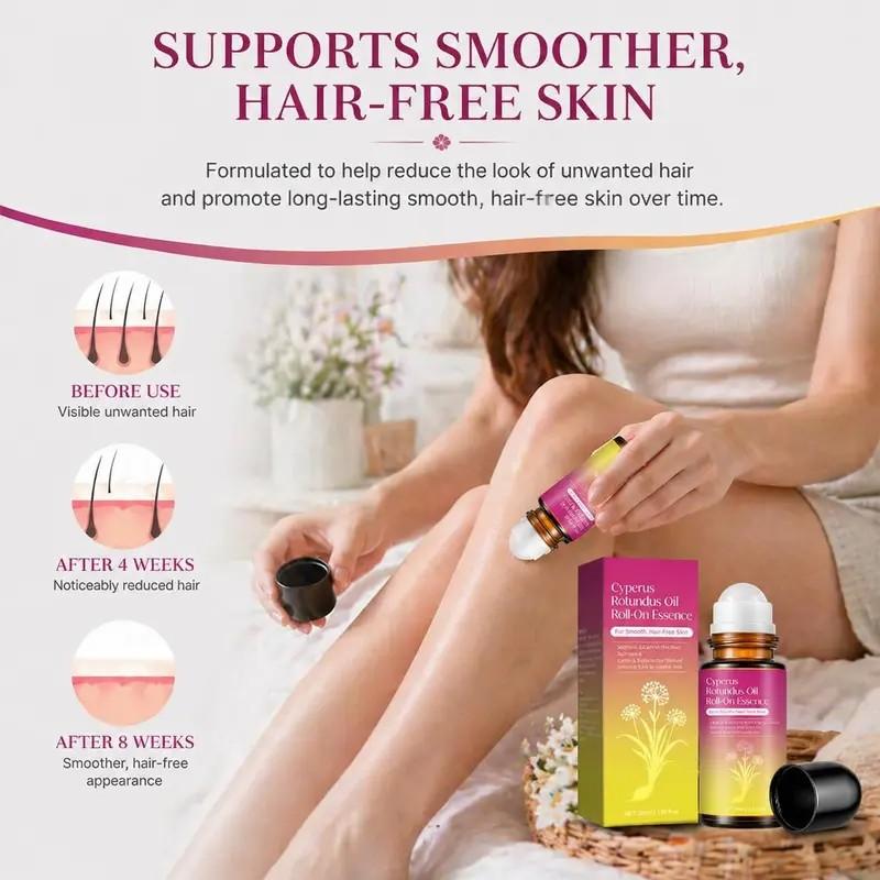 Cyperus Rotundus Oil Roll-On Essence, Post-Hair Removal Care Serum, Helps Slow Hair Regrowth, Soothes and Calms Skin, Gentle for Sensitive Skin