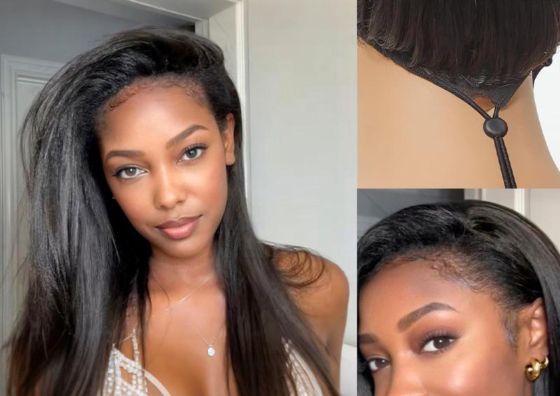 Recool Hair Pre-Layer Half Wig Yaki Body/Burmese Curly/Yaki Straight Human Hair Wig With Drawstring Minimal/No Leave Out Upgrade Wigs for Black Women Beginner Friendly No Sew in No Glue Glueless Clip In Half Wig 180% Density#TikTokShopBlackFriday