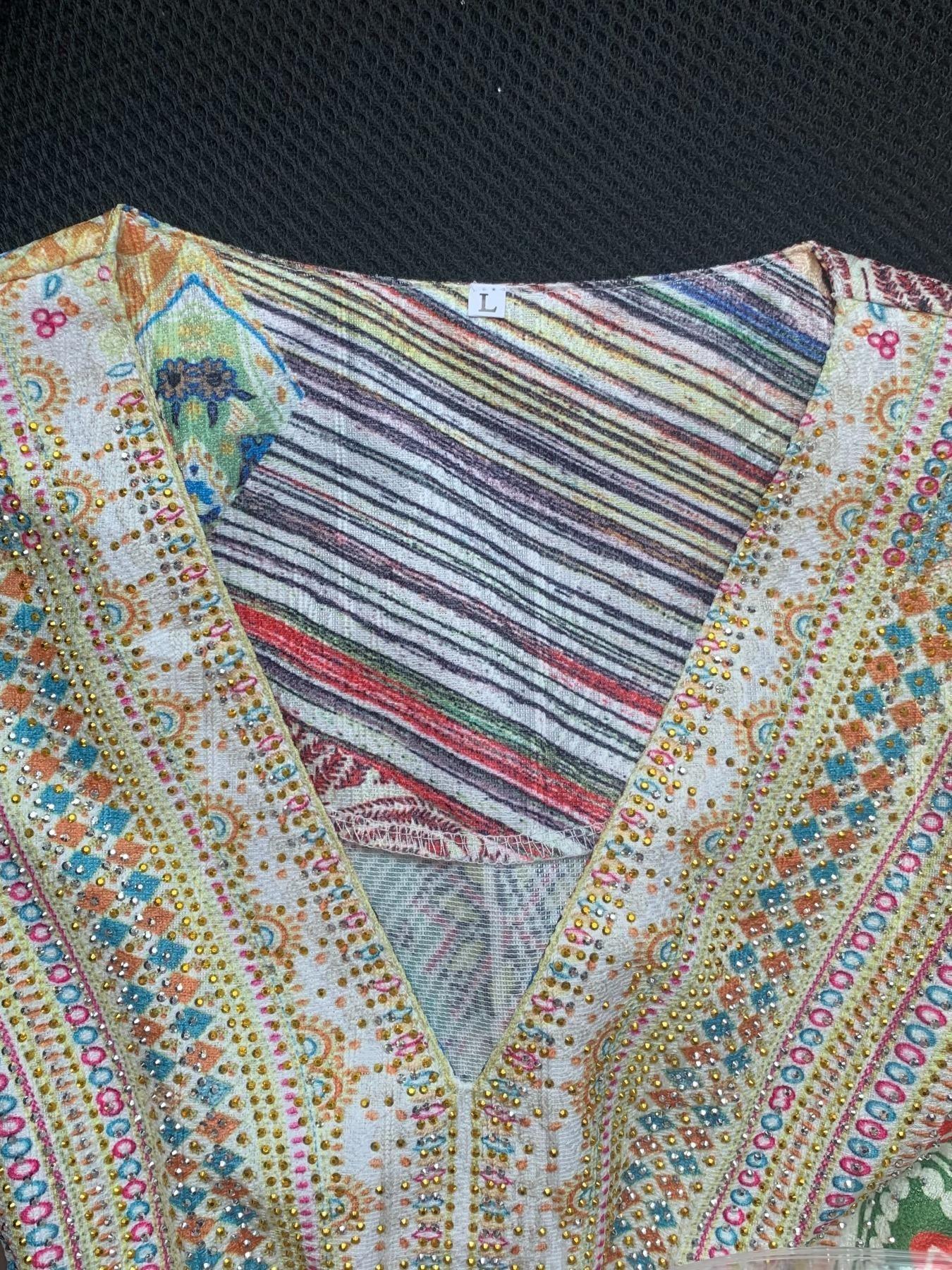 Middle Eastern Ramadan Women's Multi-Color Patchwork Paisley Rhinestone Long Robe, Dubai Style Festival Evening Gown Kaftan Abaya Dress