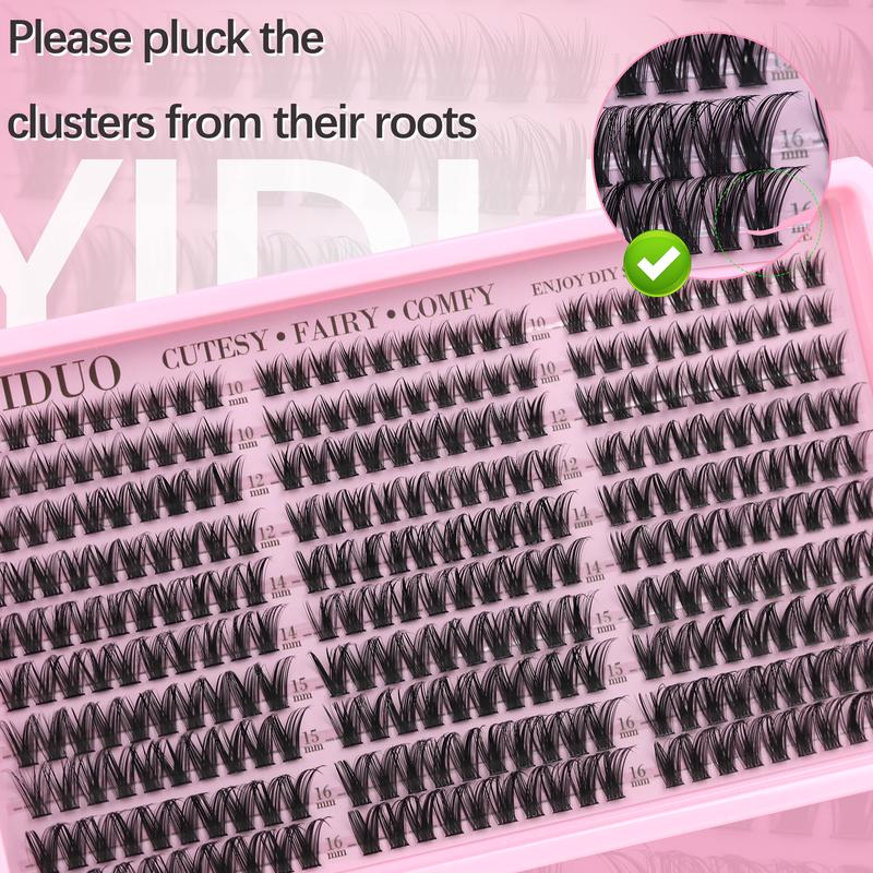 YIDUO Lash Cluster Kit, Wispy, Diy Eyelashes Kit, DIY Eyelash Extension Kit, 10-16mm Lash Extension Kit, 300 pcs, C-Curl Lash Clusters, with Lash Bond and Seal, Lash Remover, Lash Tweezers for DIY Application