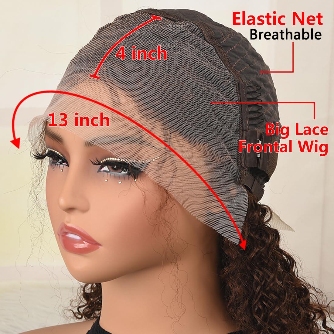 Chocolate Brown Curly Bob Transparent Lace Front Wigs Human Hair 180% Density 13x4 Bob Curly Lace Front Wigs Human Hair Pre Plucked for Black Women