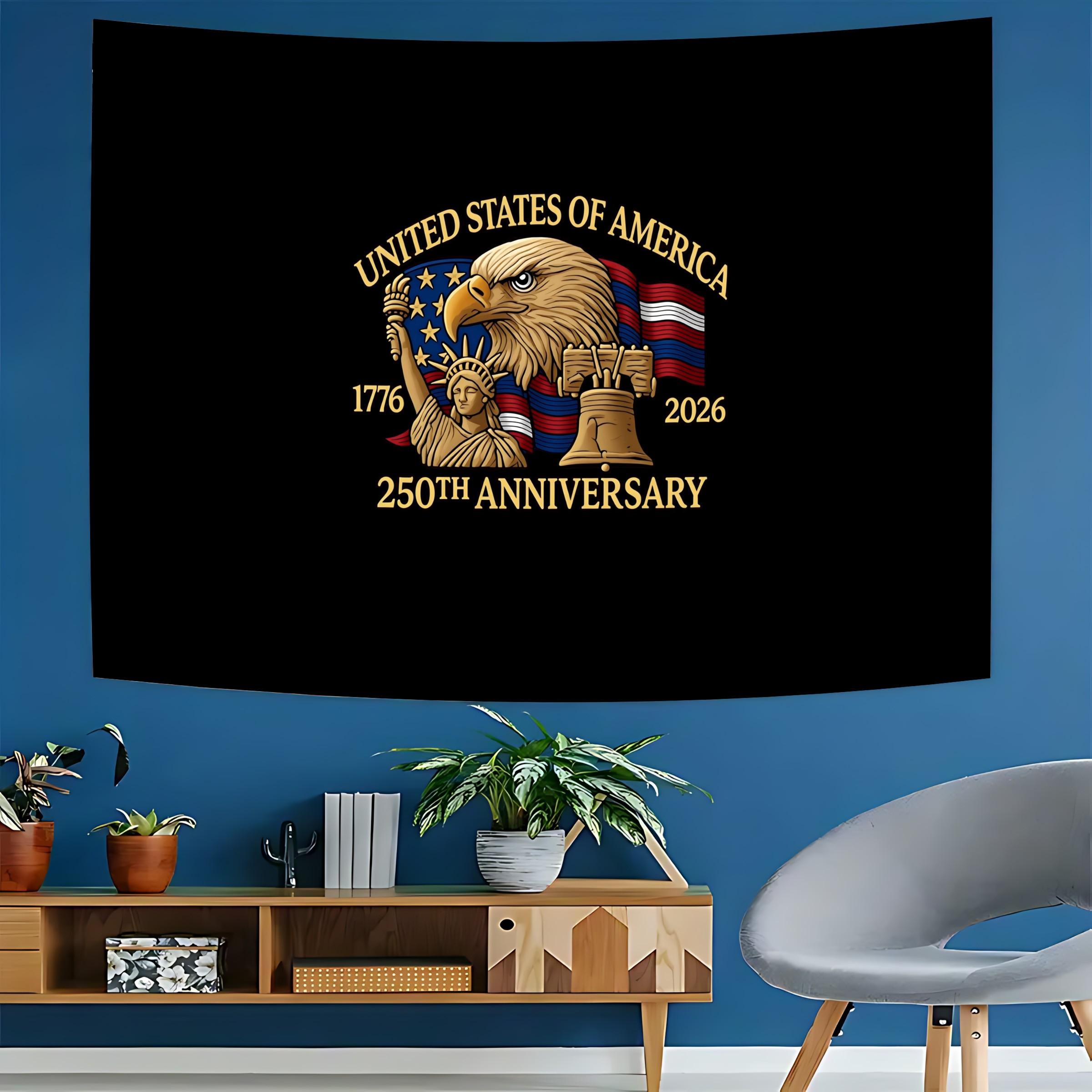 Statue of Liberty Liberty Bell 250th Anniversary Tapestry, American Bald Eagle Wall Art, Casual Knit Style, Model Xinghao 114514