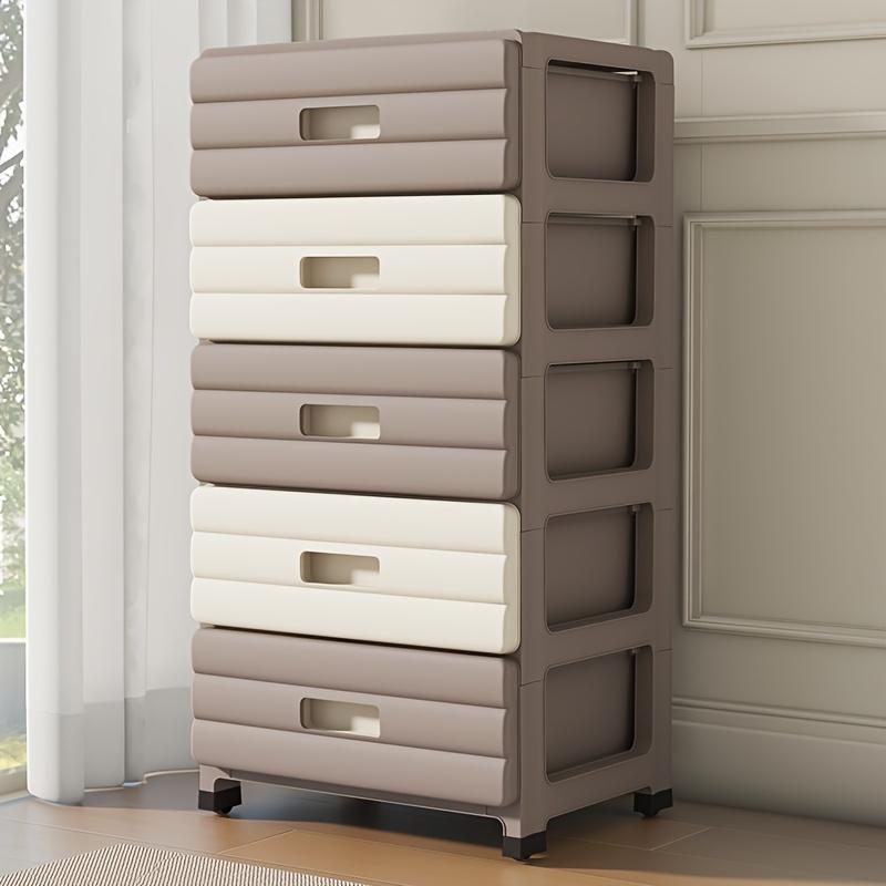 5-Drawer Plastic Storage Cabinet Organizer, Durable Polypropylene, Sliding Drawers, Minimalist Home Organization