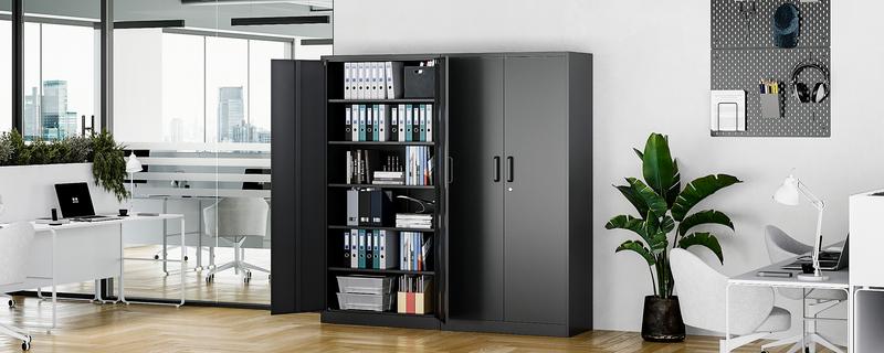 Letaya Metal Storage Cabinets with Lock Door and 5 Adjustable Shelves, Steel Garage Tool Organization Cabinets for Home,Utility Room, Warehouse,Lockers 71"