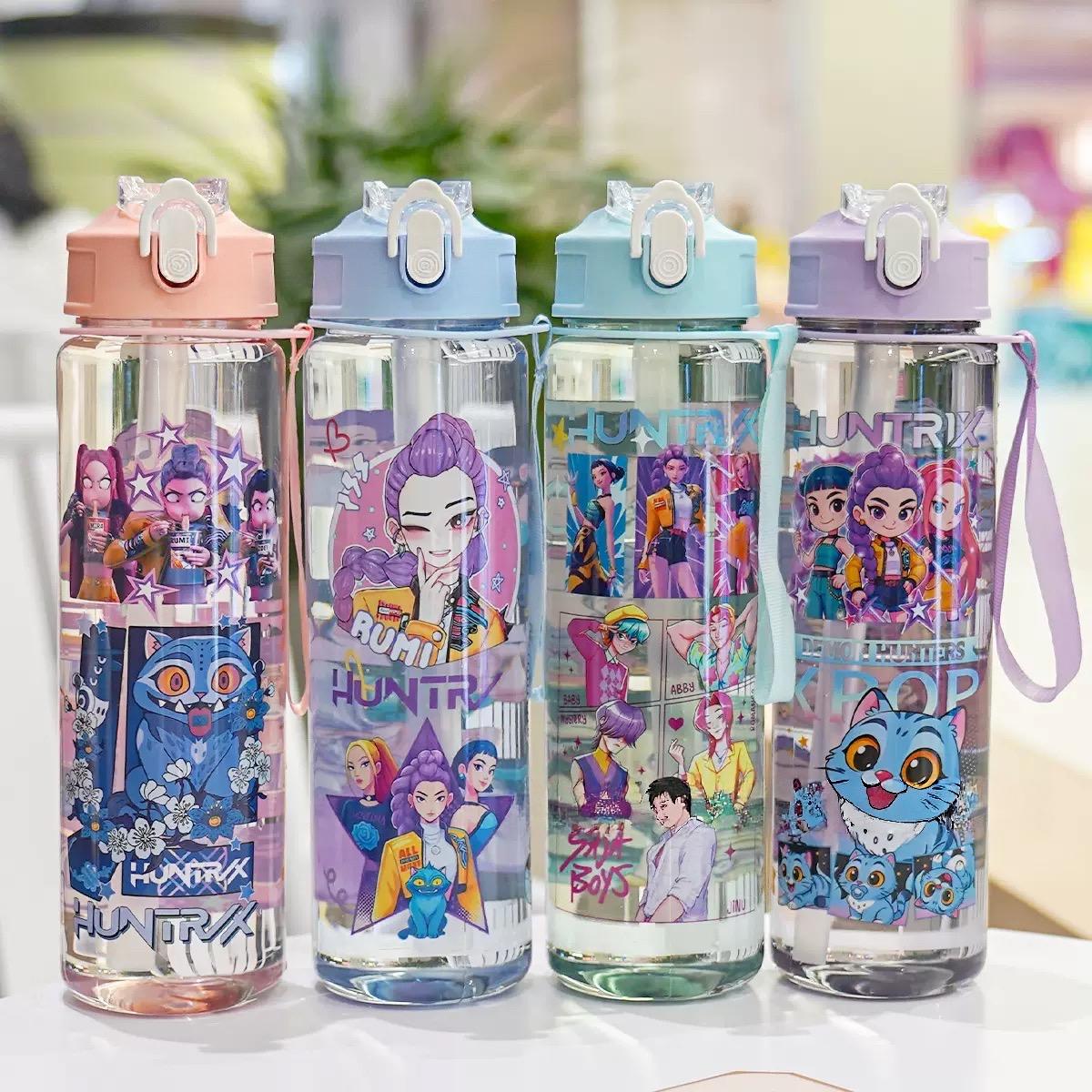 K-Pop Ghost Hunter Theme Totem Water Bottle Tumbler, Hard Plastic 700ML with Lid and Straw, Perfect Gift for Kids, Partners, Family, Friends