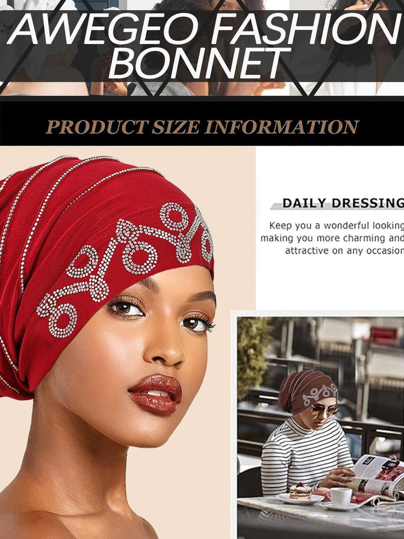 Handmade Women's Headscarf with Heavy Rhinestones, Vintage Pleated Design, Elegant Fashion Accessory for Special Occasions and Daily Wear Pleat Turban