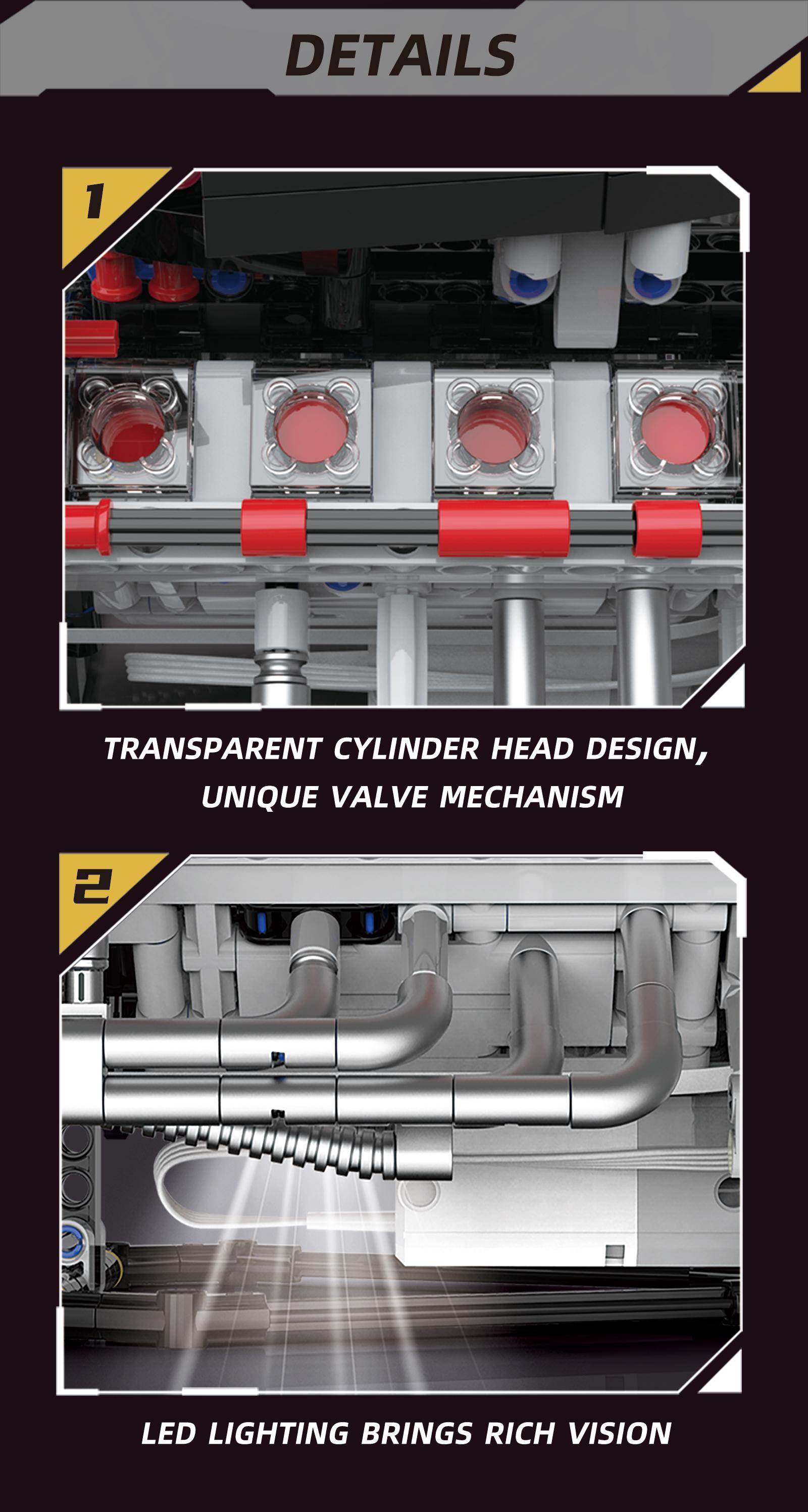 High-Performance V8 Engine Build Kit, Dynamic Transmission Model with Visible Gears, Stem Education Toy, Perfect Gift for Car Enthusiasts