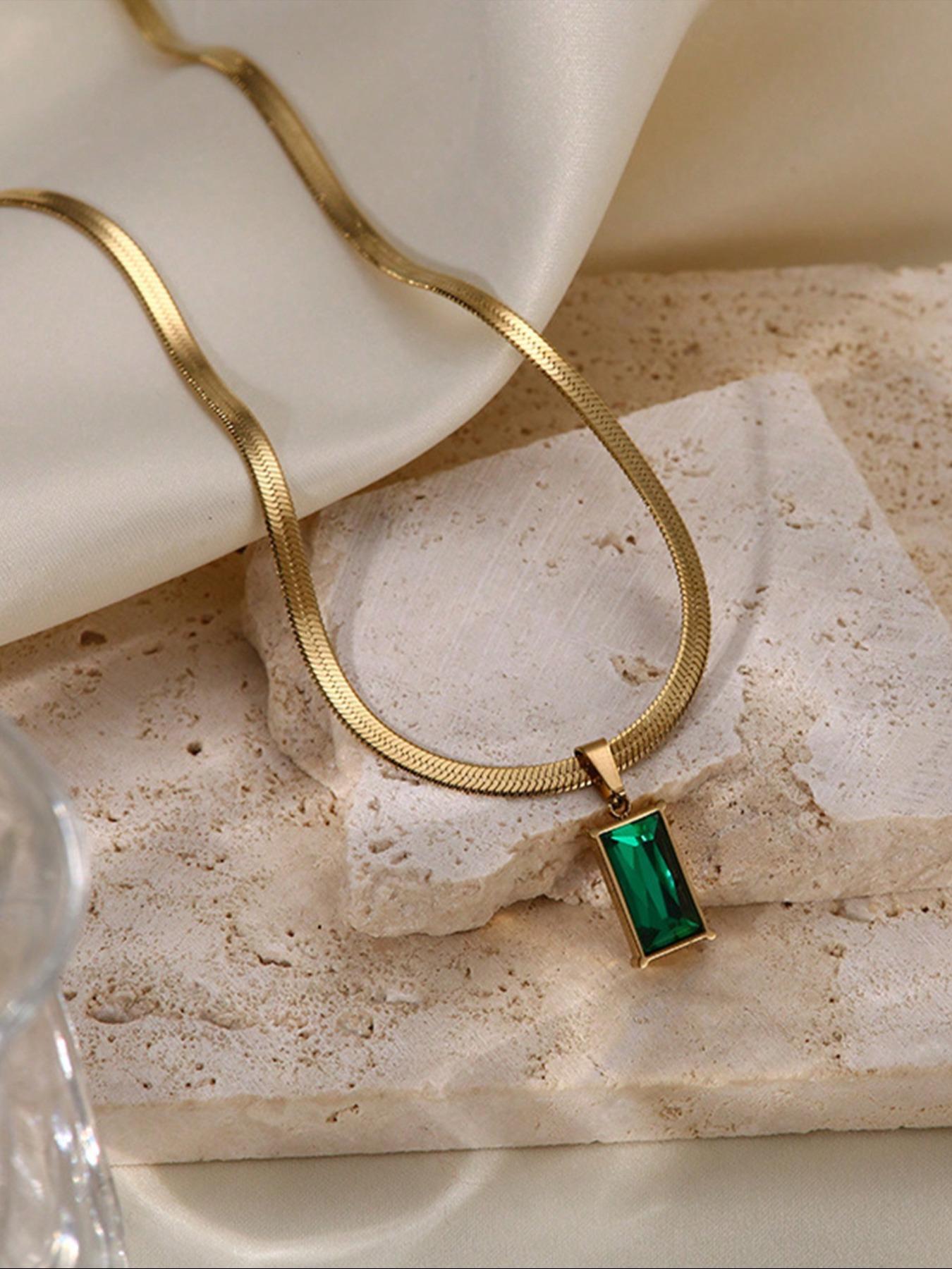 Women's Stainless Steel Imitated Crystal Necklace Earrings Set, Fashion Jewelry for Daily Wear, Elegant Accessory for Women